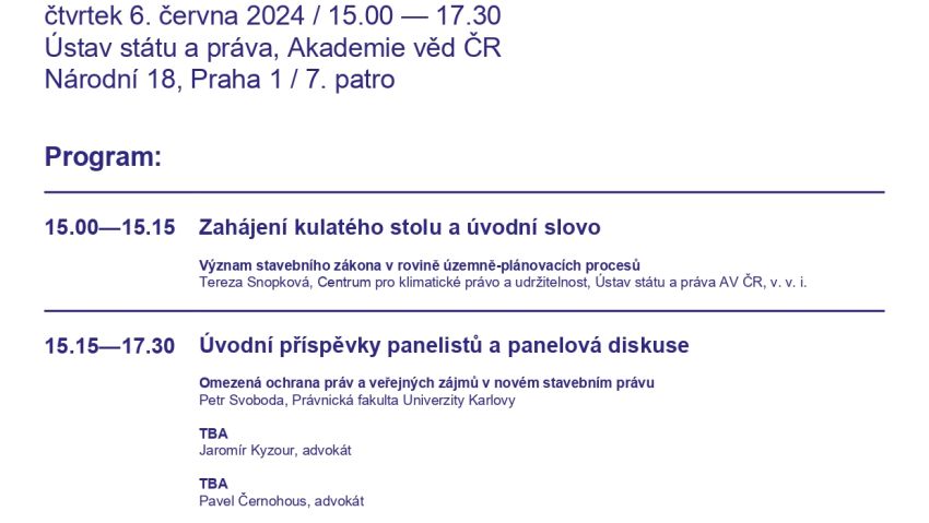 Kulatý stůl: Stavební zákon – právo a praxe